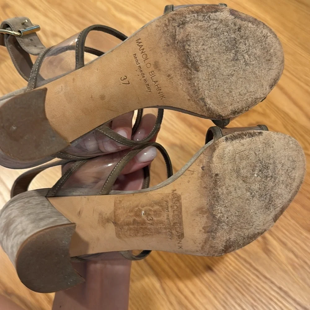 Manolo Blahnik suede and plastic heels - Picture 3 of 6